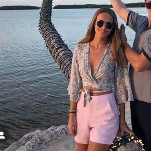 Nightcap Clothing floral wrap crop top